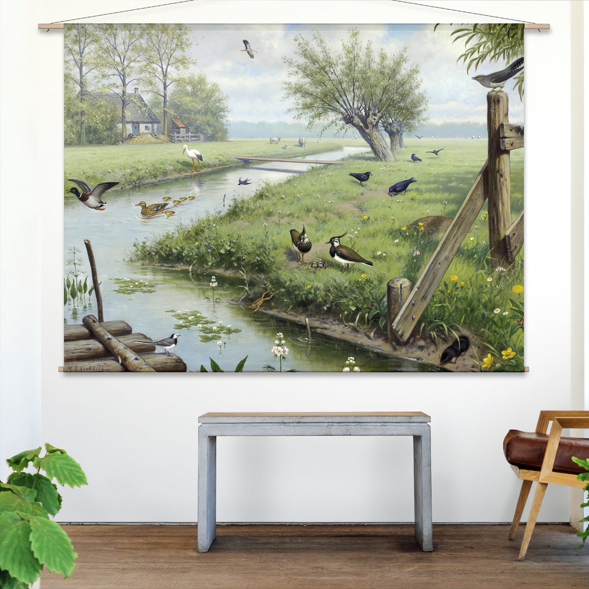 Wandkleed In de weide van M.A. Koekkoek - XL: Landscape 175 x 130 cm