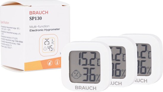 Verdampen Leeuw Chromatisch Brauch SP130 Digitale Thermometer + Hygrometer Binnen en Buiten – , voor  Slaapkamer,... | bol.com