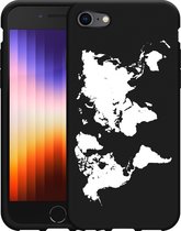 iPhone 7/8 Hoesje Zwart World Map - Designed by Cazy