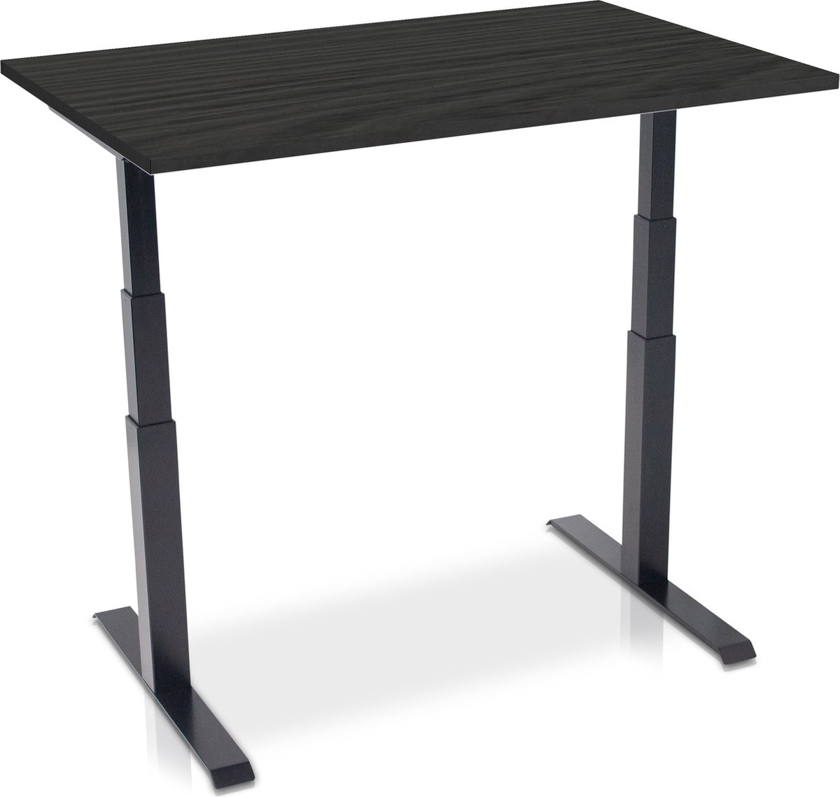 Zit-sta bureau elektrisch verstelbaar - MRC PRO-L NEN-EN 527 | 140 x 80 cm | frame zwart - blad zwart eiken - met kabelmanagement | memory functie met 4 standen | 150kg draagvermogen