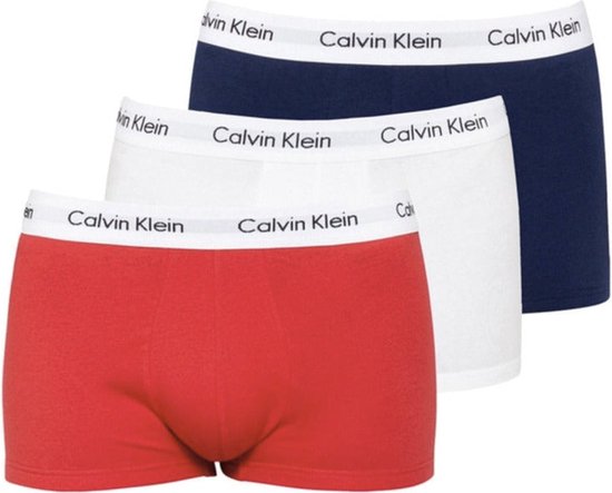 Calvin Klein Boxershorts CK Cotton Stretch - Mannen - 3-pack - Wit/Rood/Blauw - Maat L