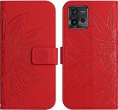 Mobigear Telefoonhoesje geschikt voor Motorola Moto G72 Hoesje | Mobigear Flowers Bookcase Portemonnee | Pasjeshouder voor 3 Pasjes | Telefoonhoesje voor Pinpas / OV Kaart / Rijbewijs - Rood