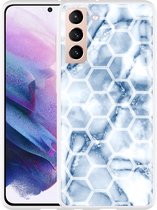 Hoesje Geschikt voor Samsung Galaxy S21 Blue Marble Hexagon
