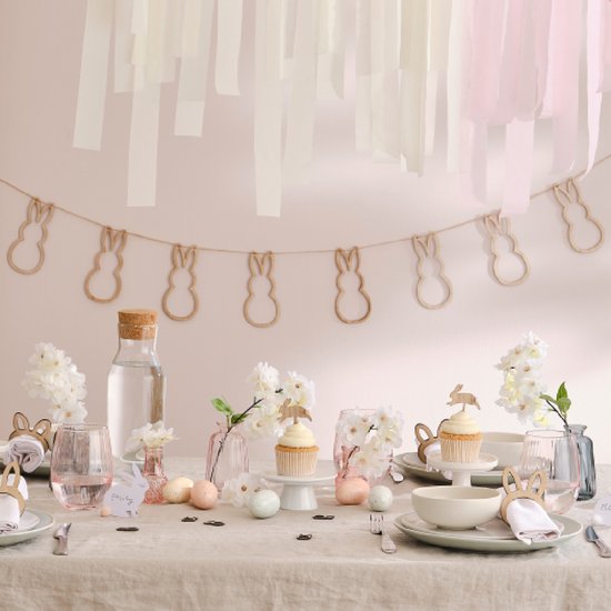 Konijntje - naturel hout - op stok - decoratie