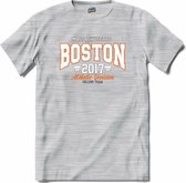 Boston 2017 | Boston - Vintage - Retro - T-Shirt - Unisex - Donker Grijs - Gemêleerd - Maat XXL