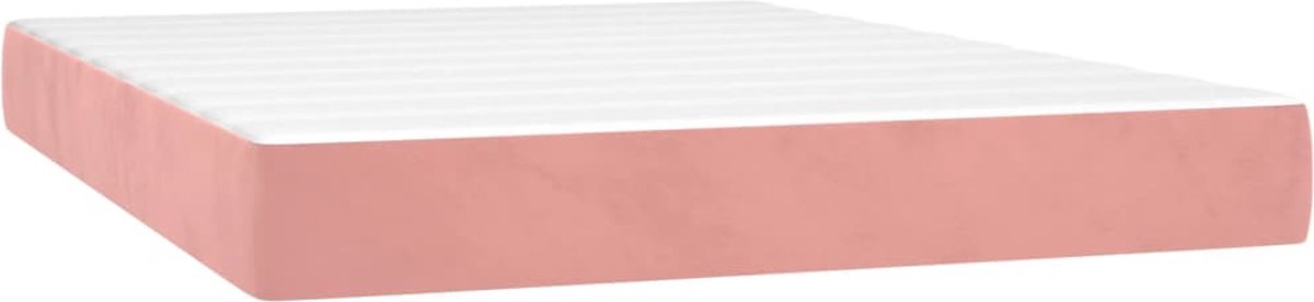 vidaXL - Pocketveringmatras - medium - 140x190x20 - cm - fluweel - roze