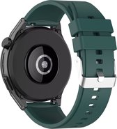 Band Geschikt voor Huawei Watch GT Runner Versterkte Siliconen en Zilveren Gesp – Groen