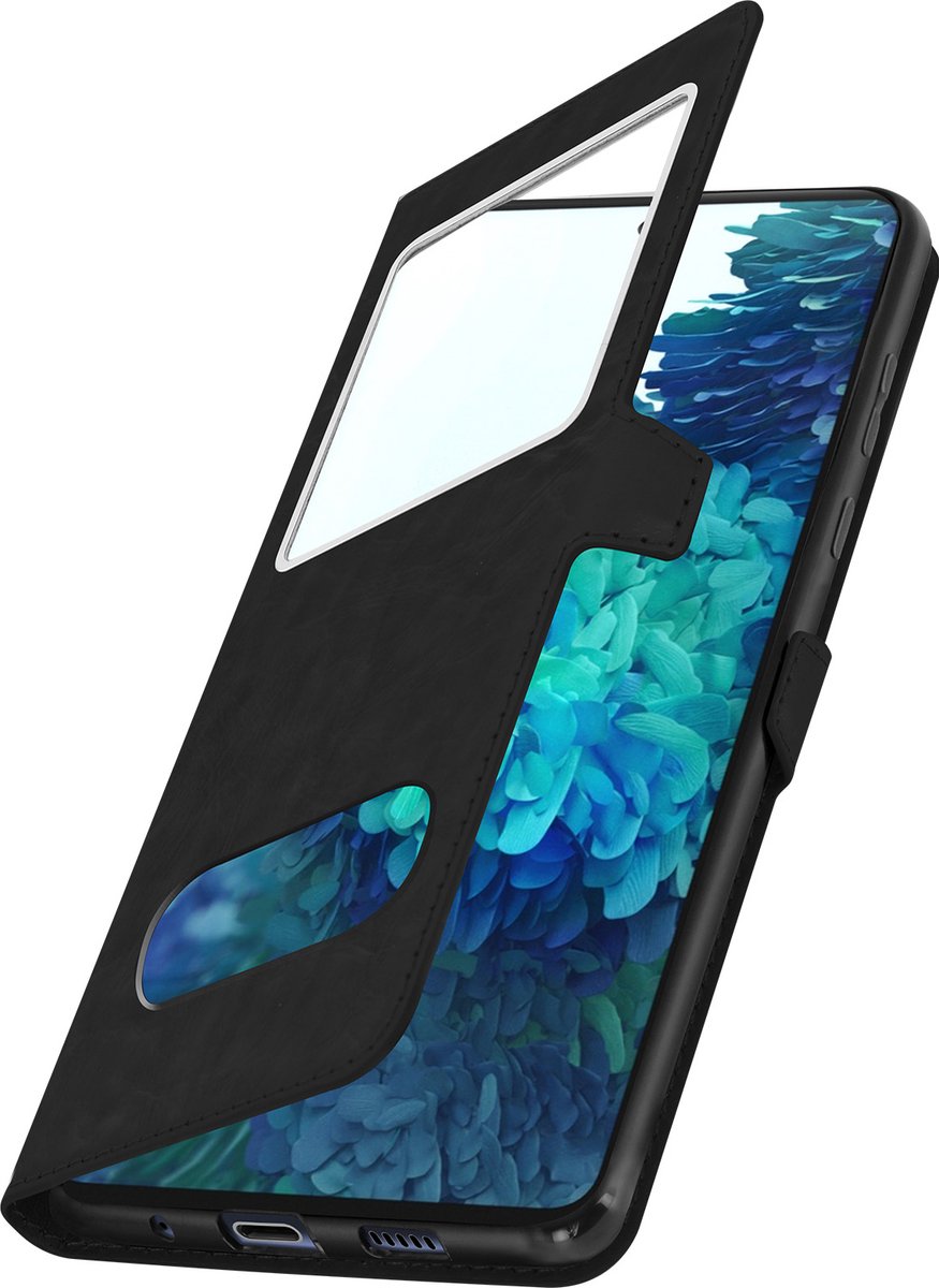 Geschikt voor Samsung Galaxy S20 FE Vensterhoes met Video Support zwart