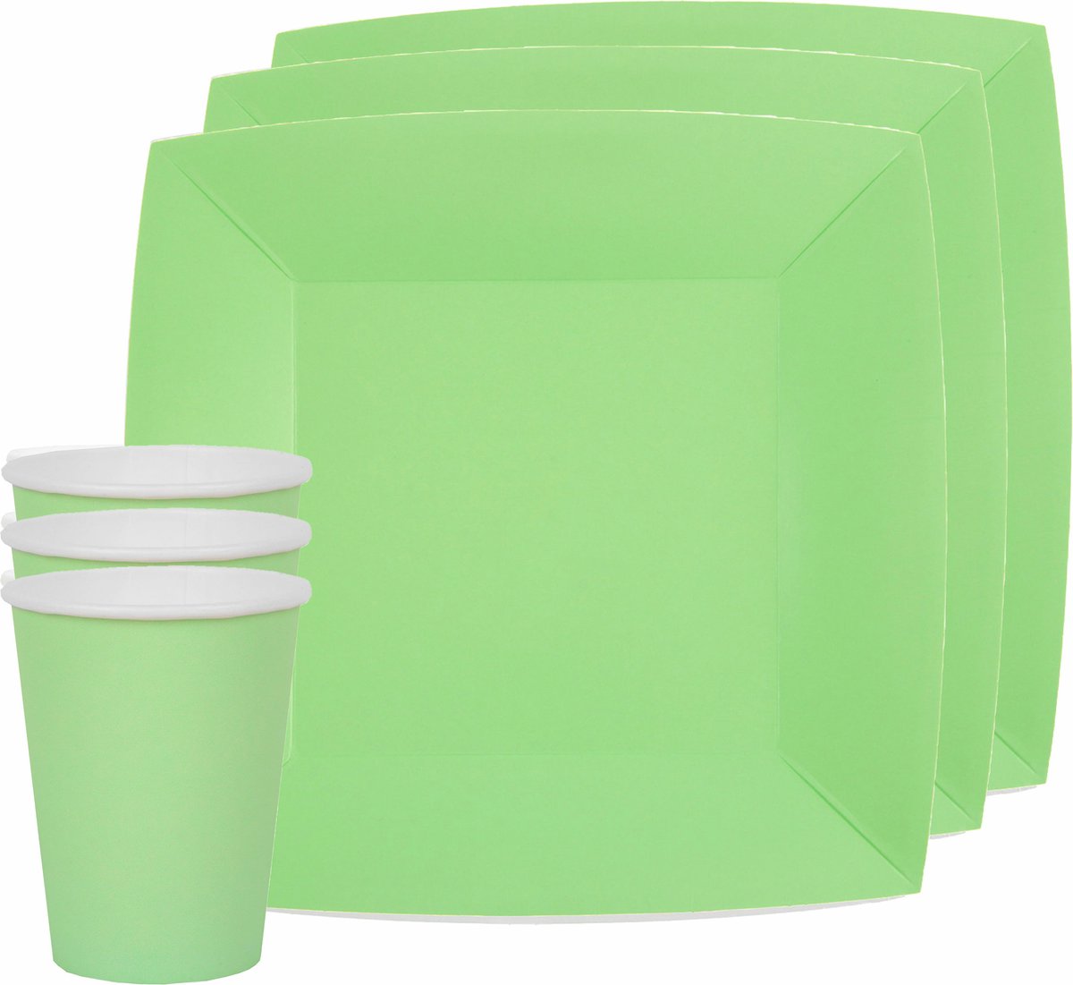 Santex feest/verjaardag servies set - 20x gebaksbordjes en bekertjes - mintgroen - karton