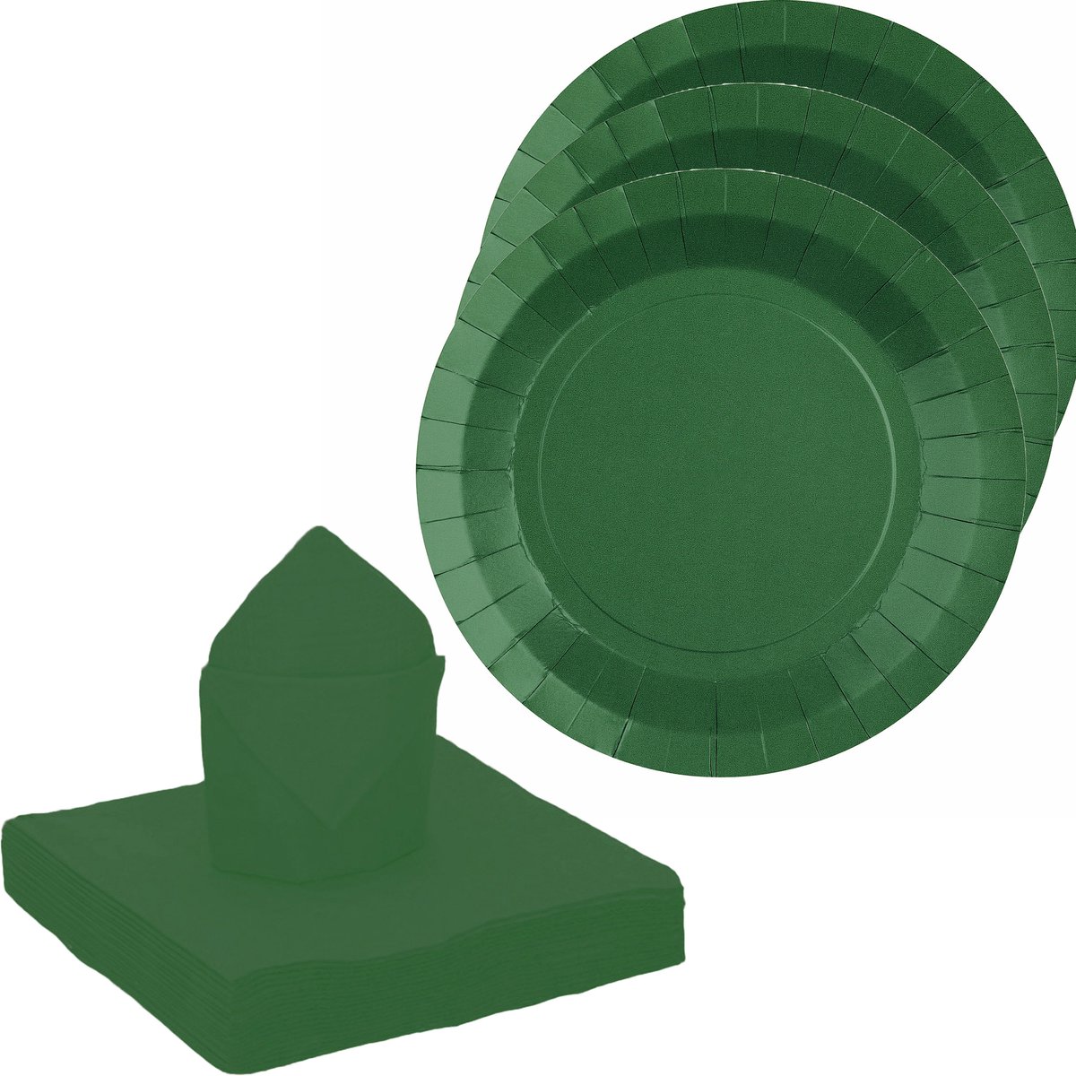 Santex feest/verjaardag servies set - 20x bordjes/25x servetten - donkergroen - karton