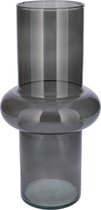 Bellatio Design Bloemenvaas - grijs transparant gerecycled glas - D15 x H31 cm - vaas
