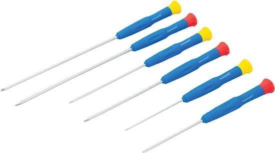 Jeu de 6 tournevis de précision extra-longs Silverline