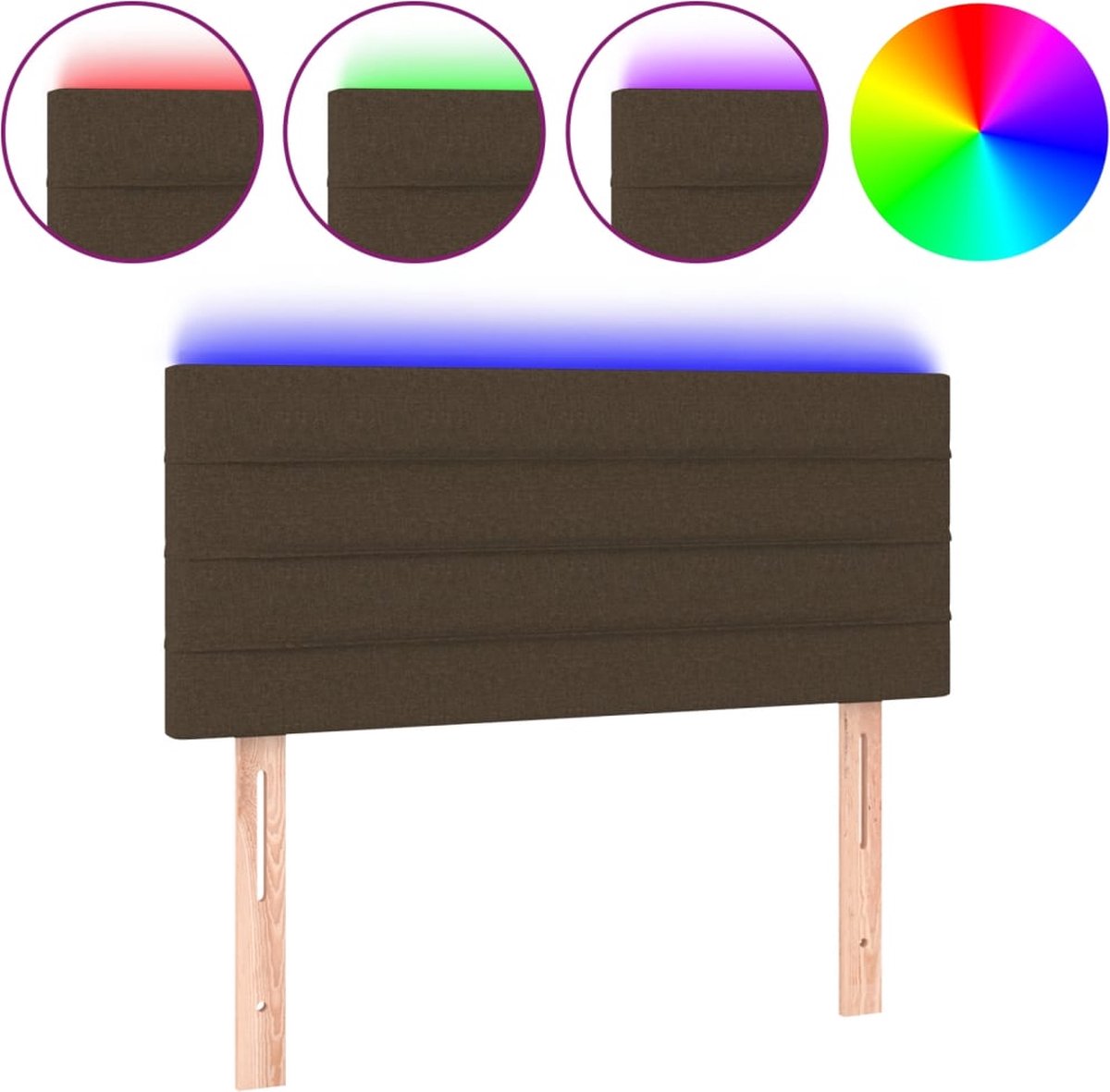 vidaXL - Hoofdbord - LED - 100x5x78/88 - cm - stof - donkerbruin