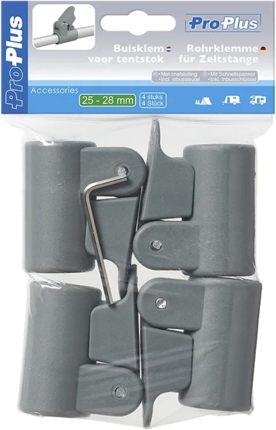 ProPlus Buisklemmen voor tentstokken - snelsluiting - set van 4 - 25-28 mm van ProPlus — afbeelding 5