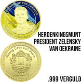 Allernieuwste.nl® President Zelensky Oekraïne Herdenkingsmunt Goud Verguld Cadeau - Geschenk idee - Goud Verguld Ø 40 mm