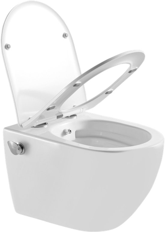 Delivo | Bidet hangend Toilet | Glans Wit | Warm/koud functie | GRATIS softclose zitting | Rimless | Compact model