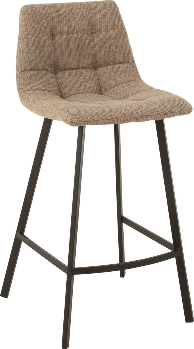 J-Line barstoel Stephane - textiel/metaal - beige - 2 stuks Beige - Zwart