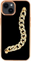 Multimedia & Accessoires Trendy Design Fashion Shiny Chain Diamond TPU Case Back Cover Hoesje geschikt voor Apple iPhone 14 - Telefoonhoesje met Bescherming - Beschermhoes - Backcover Hoesje - Bling Bling Design - Fashion – Zwart - Goud