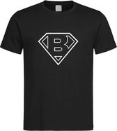 Zwart t-Shirt met letter B “ Superman “ Logo print Wit Size XXXL