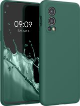 kwmobile telefoonhoesje geschikt voor OnePlus Nord 2 5G - Hoesje met siliconen coating - Smartphone case in blauwgroen