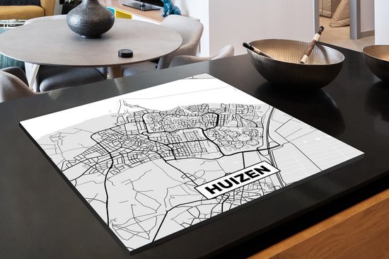 KitchenYeah® Inductie beschermer 78x78 cm - Stadskaart - Huizen - Grijs - Wit - Kookplaataccessoires - Afdekplaat voor kookplaat - Inductiebeschermer - Inductiemat - Inductieplaat mat - Plattegrond