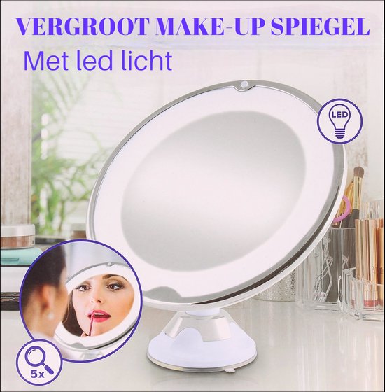 Miroir de maquillage - Grossissement 5X - Lumière LED - Miroir de