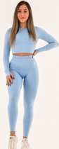 Comfort sportoutfit / sportkleding set voor dames / fitnessoutfit legging + sport top (sky blue)
