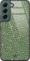 Casimoda® hoesje - Geschikt voor Samsung Galaxy S22+ - Green Dots - Luxe Hard Case Zwart - Backcover telefoonhoesje - Groen
