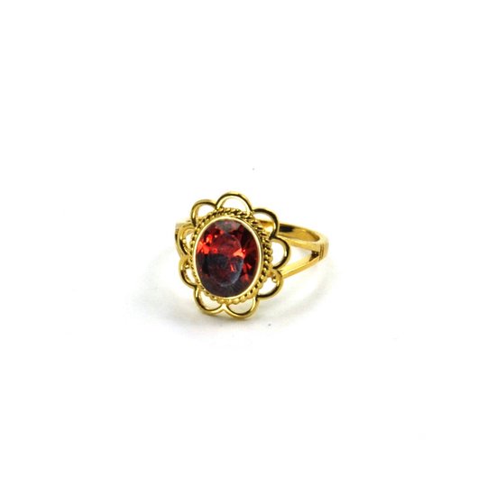 Ring Fleur Rouge Rubis Style Vintage Or | plaqué or 18 carats | Laiton | Bouddha Ibiza