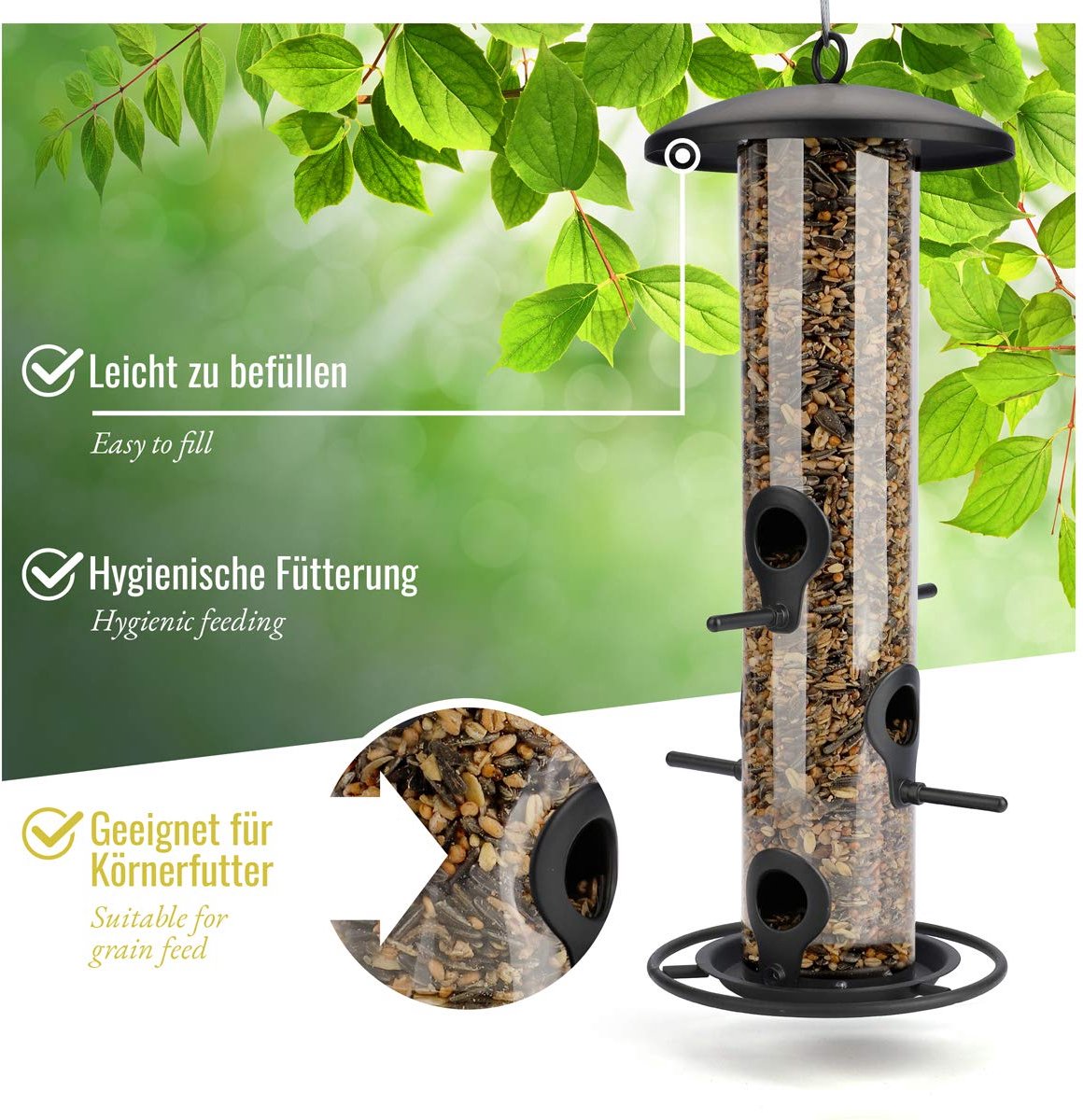 Wildtier herz Mangeoire Oiseaux Extérieur - Station 235cm, Multicolore -  Kit Complet Colonne Alimentation