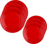 Santex Feest/verjaardag borden set - 20x stuks - rood - 17 cm en 22 cm