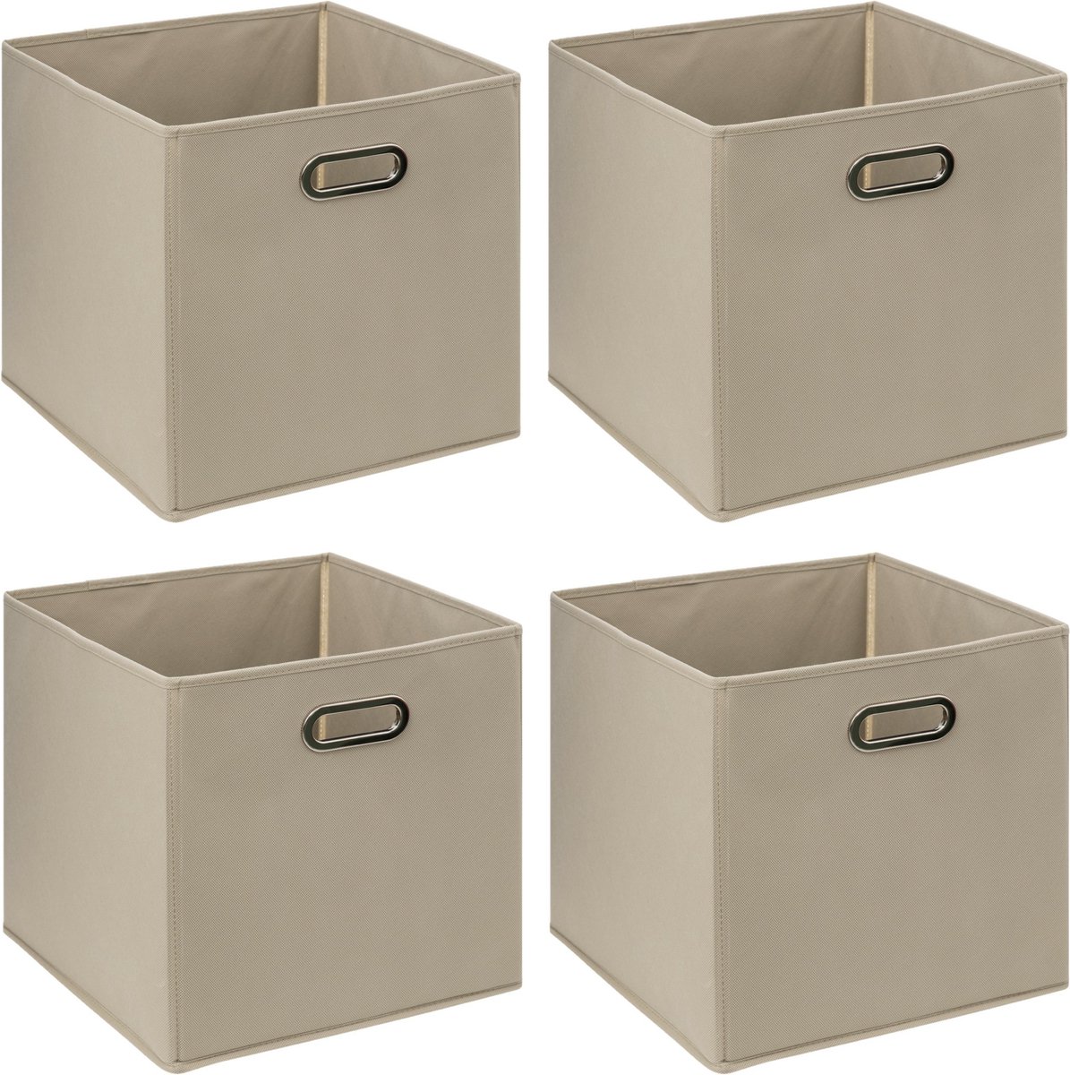 5Five® 5Five Opbergmand/kastmandje - 4x - Taupe - 31 x 31 x 31 cm - 29 liter - Vakkenkast manden - Stof met versterkte bodem - Opvouwbaar