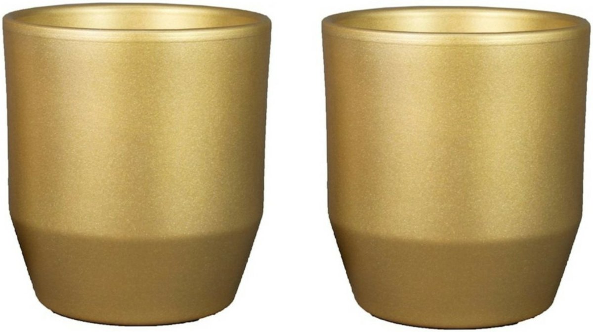 Bela Arte Plantenpot/bloempot Joly - 2x - keramiek - goud -