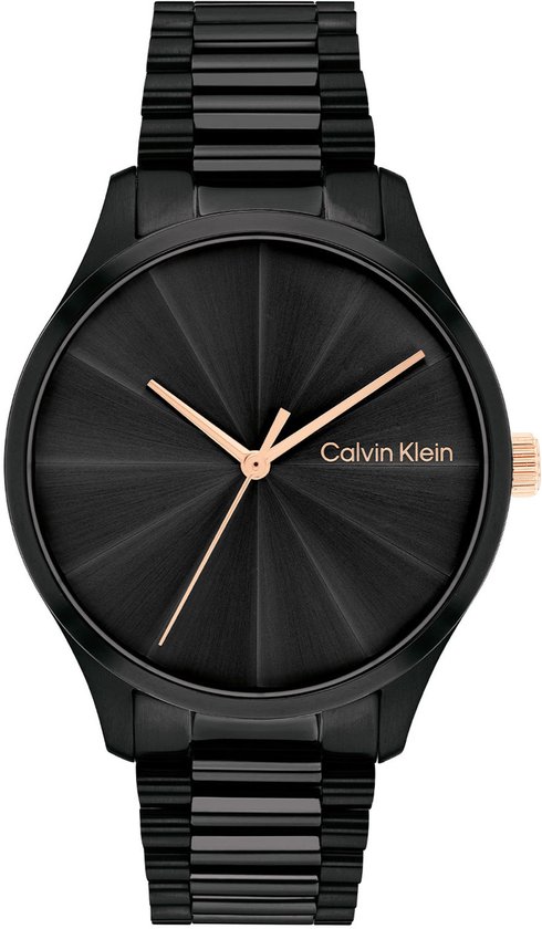 Calvin Klein CK25200233 Burst Unisex Horloge - Mineraalglas - Staal - Zwart - 35 mm breed - Quartz - Vouw/Vlindersluiting - 3 ATM (spatwater)