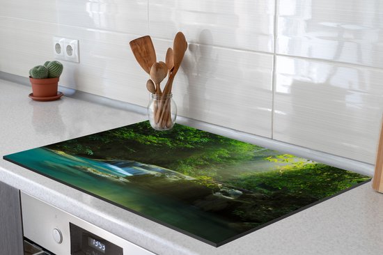 KitchenYeah® Inductie beschermer 77x51 cm - Jungle - Waterval - Planten - Jongens - Meisjes - Kinderen - Kookplaataccessoires - Afdekplaat voor kookplaat - Inductiebeschermer - Inductiemat - Inductieplaat mat