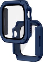 Geschikt voor Apple Watch Series 8/7, 41mm Volledige bescherming Gehard Glas – Nachtblauw