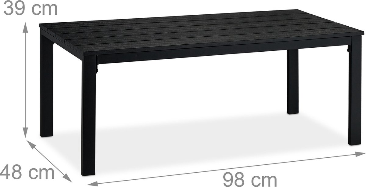 Relaxdays tuintafel rechthoek - houtlook - 39 x 98 x 48 cm thumbnail 5