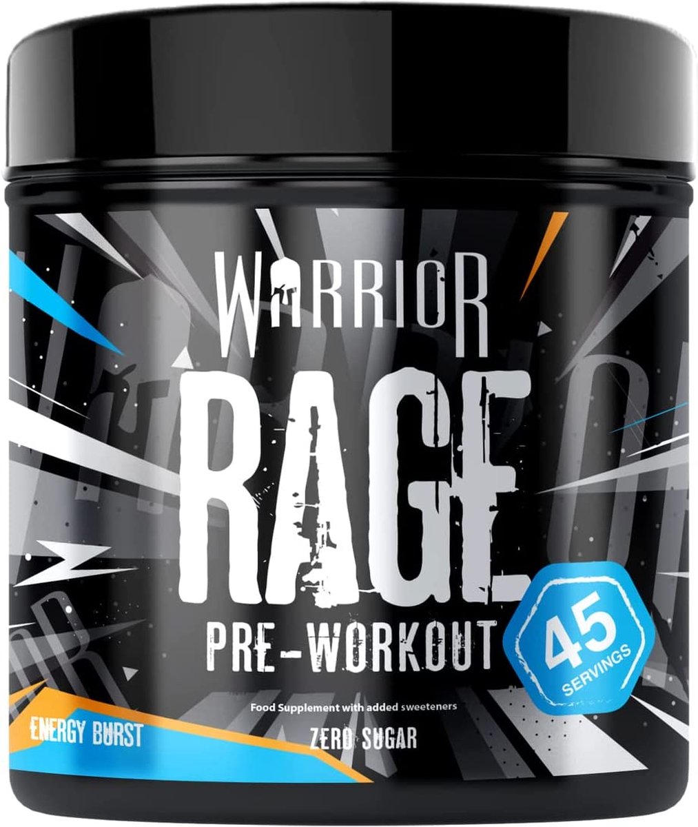 Warrior RAGE - Pre Workout - 392 gram - 45 Doseringen - Extreme sterke dosering - Energy Burst smaak