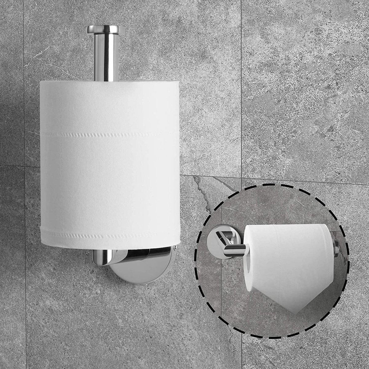HITSLAM Chrome Toilet Roll Houder WandmontageRvs Zilver Toiletpapier Houder Waterdicht Rotateproof Toilet Tissue Houder voor Badkamer.