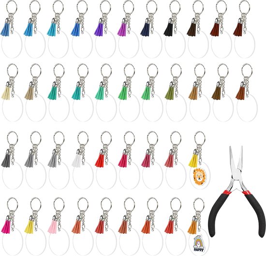 Porte-clés à anneaux avec chaîne - Lot de 25 - Porte-clés - 10 Doigts
