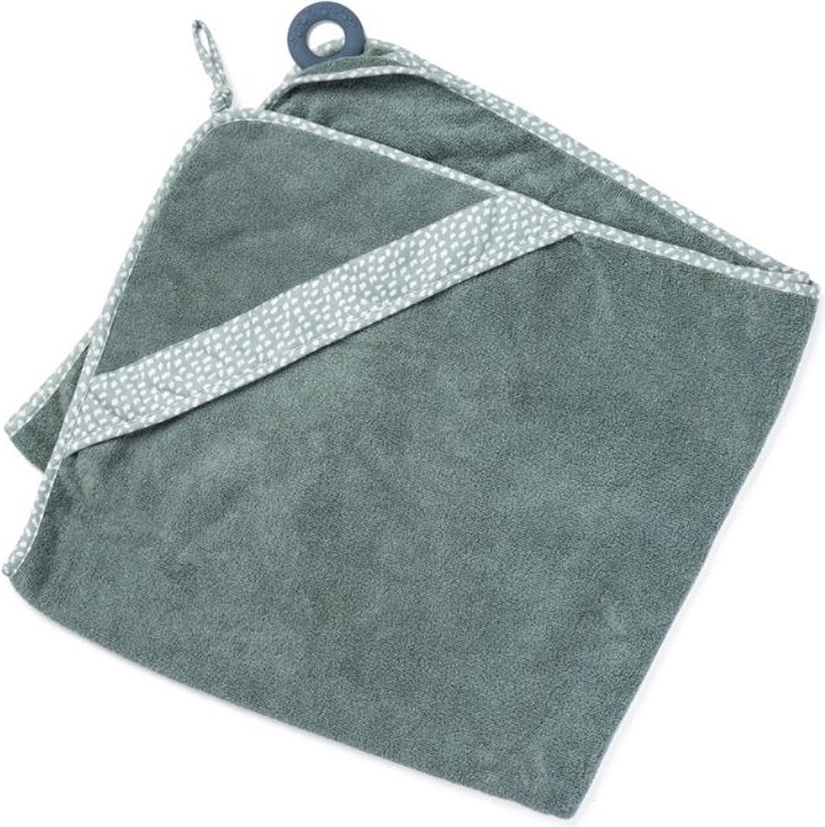 Doomoo - Dry'n Play Green - Maxi Badcape met bijtrijng - Hou jezelf droog tijdens badtijd - 90X100 cm - bio katoen