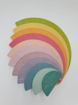Houten regenboog schijven - Pastelkleuren - 11 stuks - Open einde speelgoed - Educatief montessori speelgoed - Grimms style