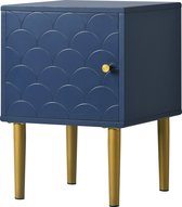 Merax Nachtkastje met Deur - Set van 2 - Bijzetkastje 4 Poten - Marine Blauw