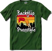Backflip Freestyle | Free Running - Free Runner - T-Shirt - Unisex - Bottle Groen - Maat M