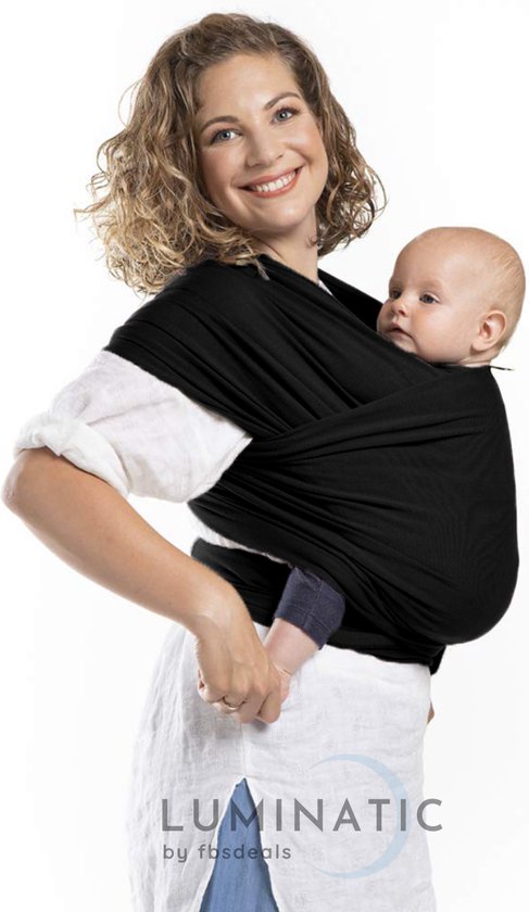 Baby Draagdoek - Babywrap - Baby Carrier - Babydrager - Buikdrager Baby – Baby Draagzak - Baby Sling | Luminatic® | Ergonomisch | Met Tasje | Zwart
