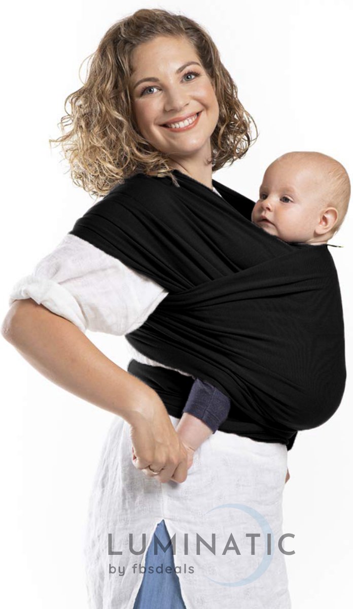 Baby Draagdoek - Babywrap - Baby Carrier - Babydrager - Buikdrager Baby – Baby Draagzak - Baby Sling - Geweven Doek - Wikkeldoek - Geen Kenmerk/Logo - Rekbaar | Luminatic® | Ergonomisch | Met Tasje | Zwart