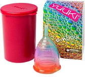 Yuuki Cup Classic - coupe menstruelle - Rainbow Jolly - Petite taille 1 - avec gobelet de rangement / stérilisateur micro-ondes - facile à utiliser - bonne prise en main une fois retirée