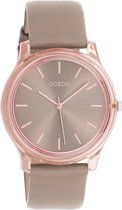 OOZOO Timepieces - Rosé kleurige horloge met taupe leren band - C11144