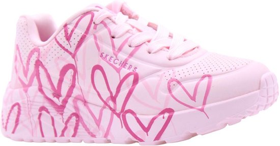 Skechers Uno Lite - Spread The Joy Meisjes Sneakers - Roze/Multicolour - Maat 34