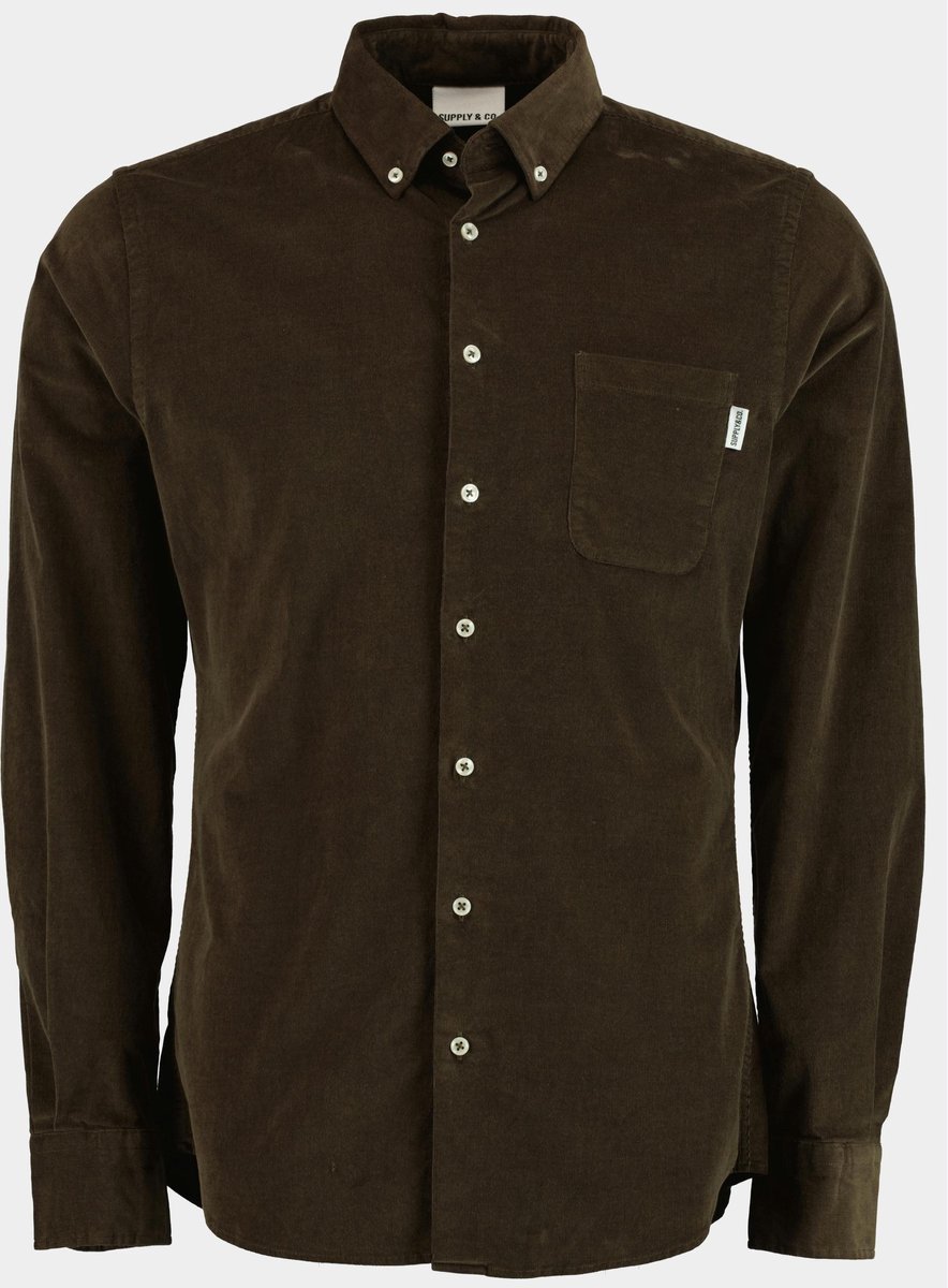 Supply & Co. Casual hemd lange mouw Groen Chen Babycord Stretch Shirt B 22307CH17/368 olive